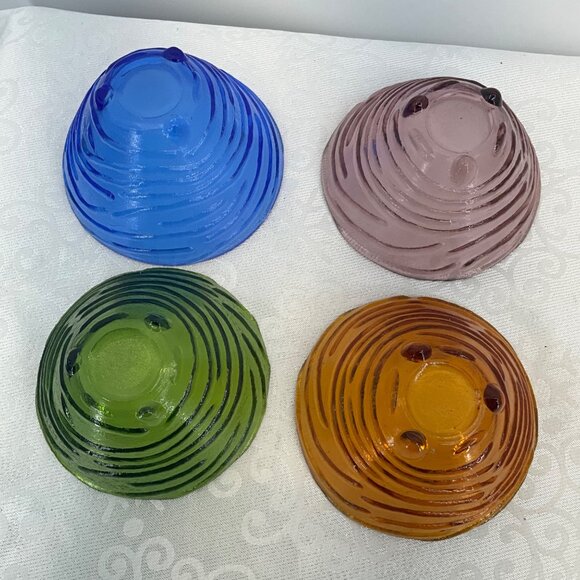 MyCo Colorful Swirl Pattern Glass Bowls Footed Set/4 - Picture 9 of 9